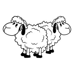 Two Sheep Friends Team Crew Sweet Little 2 Baby Design Lover Art Vector Illustration Card T-Shirt Poster Sticker Graphic Print Decorative Drawing Isolated Logo Decoration Symbol Creative Cool Style
