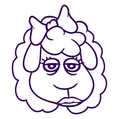 Sheep Girl Woman Face Female Pretty Tired Head Fun Design Lover Art Vector Illustration Card T-Shirt Poster Sticker Graphic Print Decorative Drawing Isolated Logo Decoration Symbol Creative Cool Style