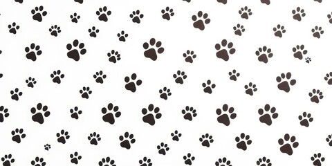 White background, playful dog paw print pattern, various sizes and angles, repeat pattern,seamless, vector