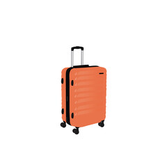 Suitcase, Hardside Luggage with Spinner Wheels, Scratch Resistant Surface illustration. orange modern travel suitcase on a white background