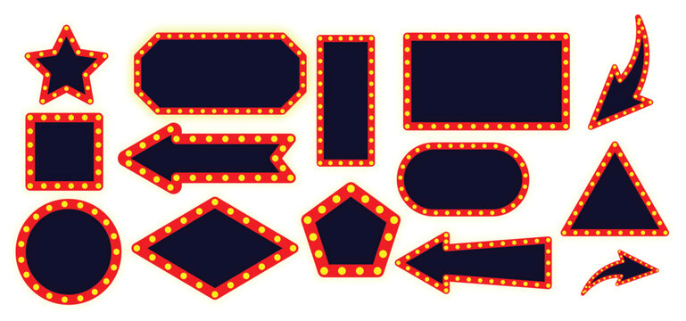 Retro frame with light bulbs. Realistic vector illustration  of retro light board. vector eps10
