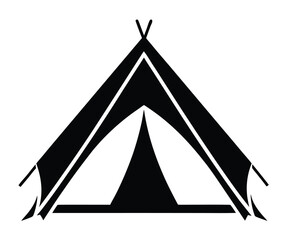 Camping Tent Silhouette, Night, Icon, Graphic, Vector