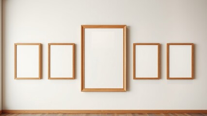 Empty wooden frames on a minimalist wall showcasing versatile display options