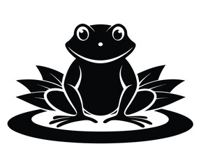 Black Frog Silhouette Lily Pad Graphic