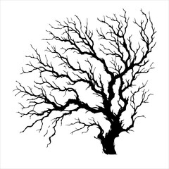 Branches silhouette dead tree silhouette vector. Scary dead tree silhouette illustration