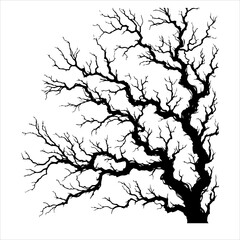 Branches silhouette dead tree silhouette vector. Scary dead tree silhouette illustration