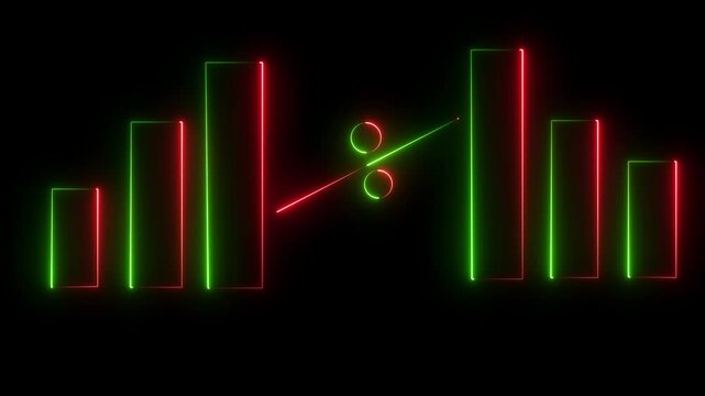  neon, glowing, business, growth, animation, percentage, concept, money, profit, investment, economy, finance, success, black, background, motion, graphic, digital, futuristic, seamless, vibrant, illu
