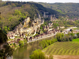Village of Roque Gageac in the Dordogne, France. Taken from Les Jardins de Marqueyssac
