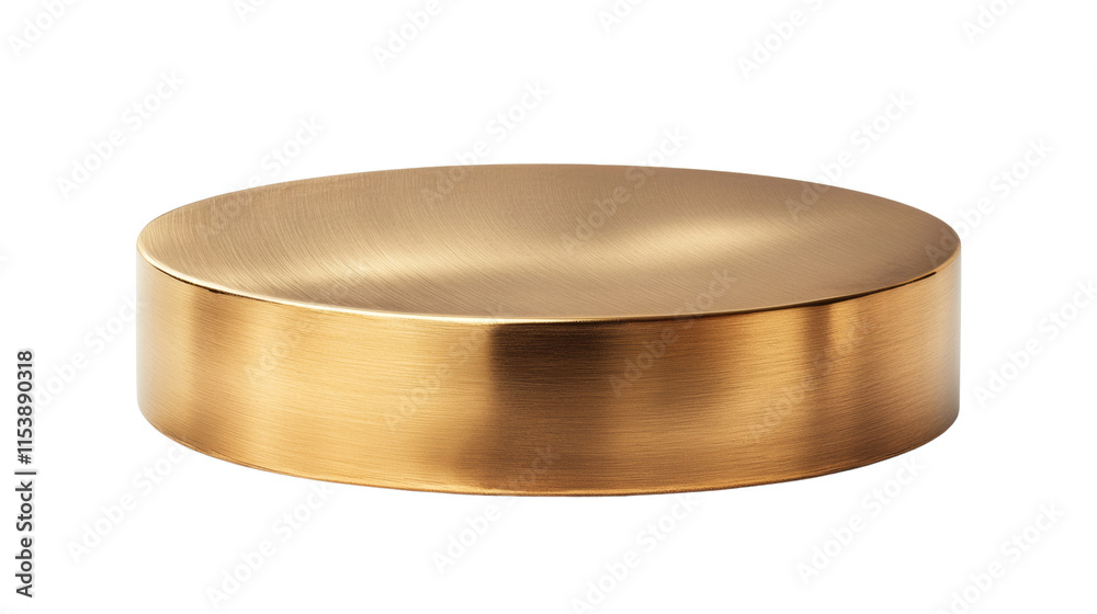 Poster shiny gold round pedestal display isolated transparent background