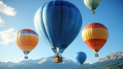 Fototapeta premium heic NFT Marketing Esg fintech Networking as a service Squarespace designer Wp rocket Telegram channel Tunetank Helium 10 Internxt Colorful hot air balloons with blue, orange, yellow, and red stripes