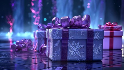 Elegant gift boxes with ribbons arranged for a festive background