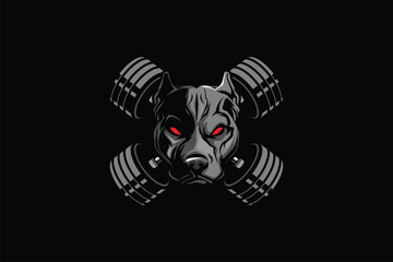 pitbull Cartoon Character with barbell vector image