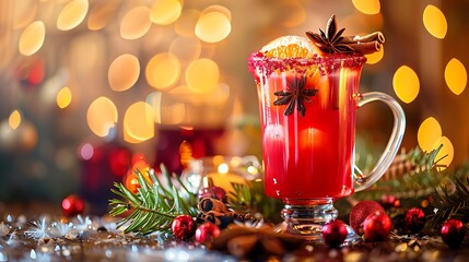 Cup for heated cocktail getting ready for a celebratory supper concept of a happy new year and an enjoyable holiday