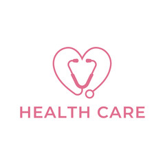 Logo for health care stethoscope. Medical health care logo design.
