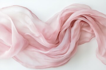 Soft pink chiffon scarf on white background