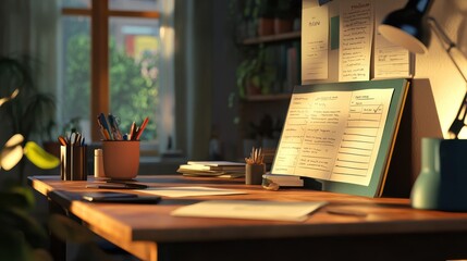 A to-do list with items being checked off, productivity and organization