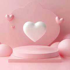 Elegant pink heart display setup for special occasions and celebrations in a cozy atmosphere