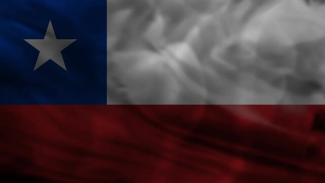 Waving the National Flag of the South American Republic of Chile. National Flag of Chile in blue white and red colors. National Flag of Chile with a star in a small corner square and two stripes. 4K