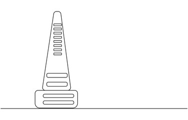continuous line vector illustration design traffic cone, Road cone continuous one line drawing vector illustration, Traffic cone safety sign icon vector one line continuous drawing