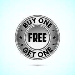 Buy one, get one free special offer label. Sale retail business promotion button