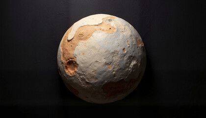 Abstract planet sculpture on dark background