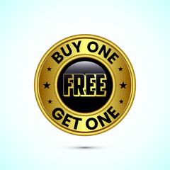 Buy one, get one free special offer label. Sale retail business promotion button