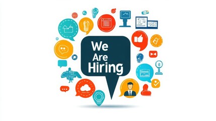 Human Resource Hiring Recruitment Job Assessment Management Graphic design depicting job recruitment and hiring process.