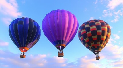 Fototapeta premium Colorful hot air balloons Bright balloons soaring above landscape