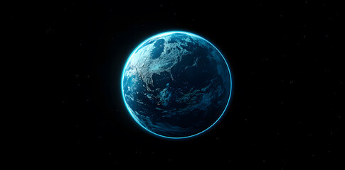 Obraz premium Planet Earth in Space with Glowing Atmosphere on Black Background – Global Environment and Space Exploration Concept