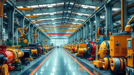 Industrial Machinery Building - Vibrant AI Photo, Large Space, Vivid Colors