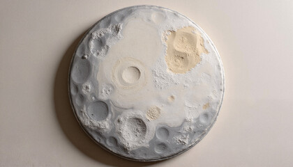 Cratered moon surface model against light background