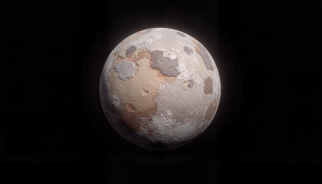 Textured planet with craters against black space
