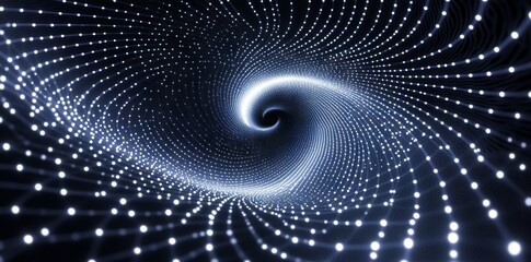 Abstract Spiral with White Lines and Starry Sky Background, AI generated illustration