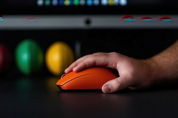 office syndrome concept. A worker using a touchpad or trackball instead of a traditional mouse to minimize repetitive wrist movements