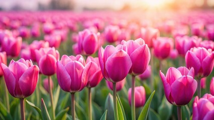 Obraz premium soft focus on pink tulip field , spring, natural beauty, spring, natural beauty, floral arrangement