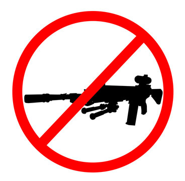 Black silhouette of a sniper rifle on a white background. US army automatic weapons. American military ammunition. Isolated image of a weapon. Vector illustration