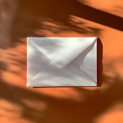 Elegant White Envelope on Vibrant Orange Background
