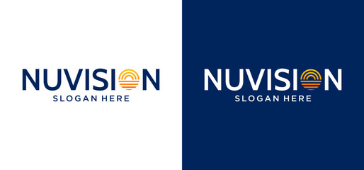 Abstract eyeball logo vector template design is used on the letter O.