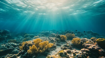 A vibrant diving spot under the sea, Colorful coral reefs and marine life, Underwater documentary style