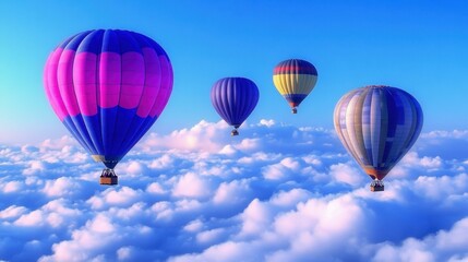 Fototapeta premium Networking as a service Cloud based services Thumbnail heic Distributed godownload Telegram channel Internxt Helium 10 Glowday Colorful hot air balloons floating gently above fluffy white clouds in b