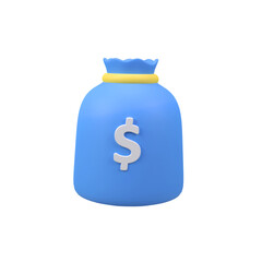money bag isolated 3d render icon illustration