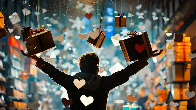 Minimalist Black Friday design with gift and discount silhouettes