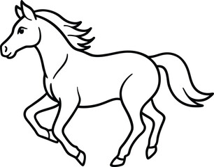  Running Horse Line Drawing Vector Illustration