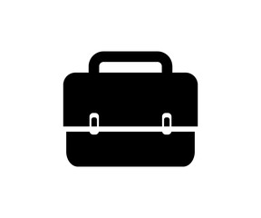 Black silhouette briefcase icon. Office case icon work portfolio bag illustration on transparent background PNG. 

