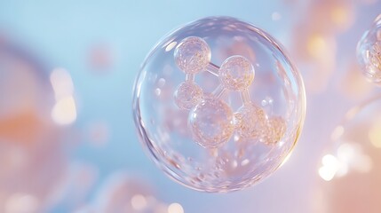 Innovative skincare molecules transforming beauty science lab digital art ethereal environment macro view