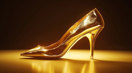 Golden High Heels: Product Photography with a Side View and High-Angle Shot. AI generated illustration