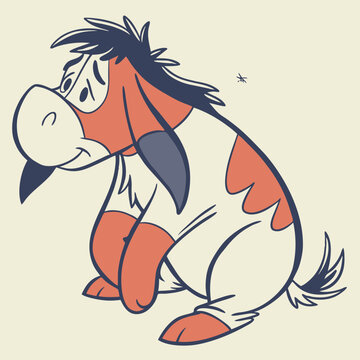 Cute and Creative Watercolor Vector Eeyore Cartoon Art Isolated for Artistic Use