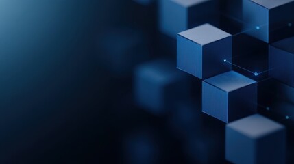 A close-up view of textured blue cubes against a dark background, creating a modern and abstract visual effect.