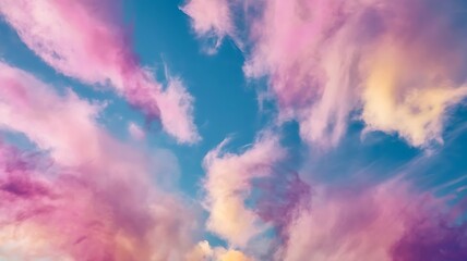 Dreamy Pastel Meadow Landscape with Flowing Fabric Sky