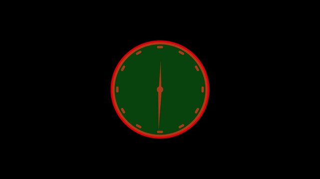  Clock icon vector animation with clock face on black background